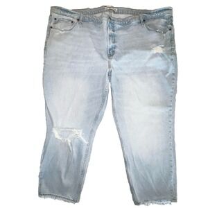 Abercrombie Fitch Jeans Womens Size 35 Mom High Rise Distressed Blue